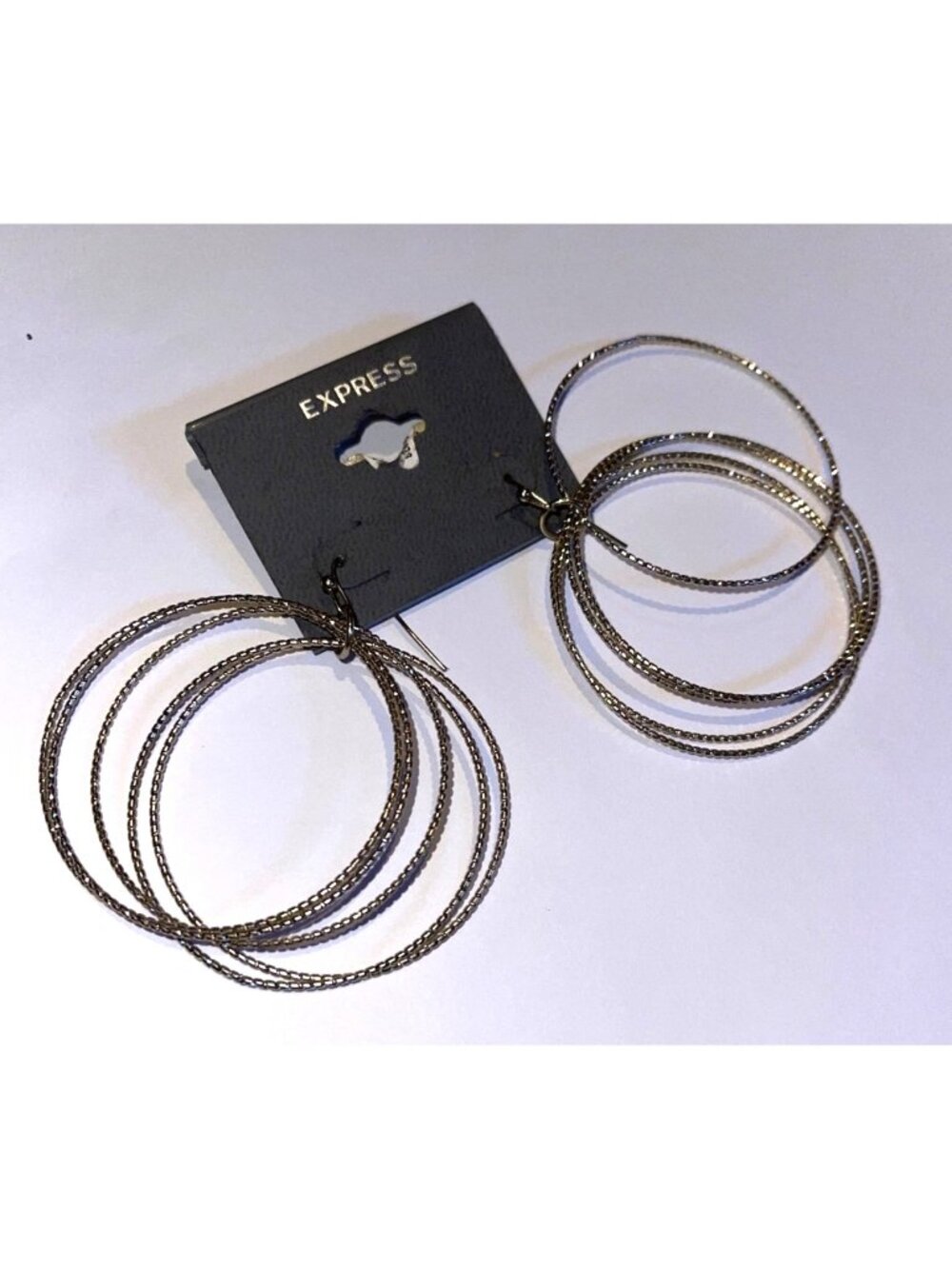 Express Gold Tone Multi Layer Hoop Earrings Vintage Y2K Deadstock